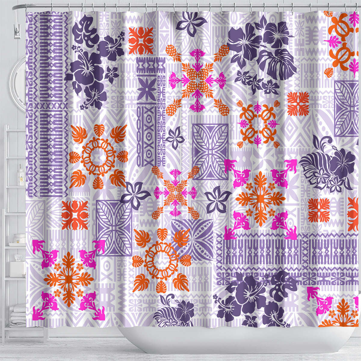 hawaii-tapa-tribal-shower-curtain-with-hawaiian-quilt-pattern-violet