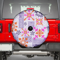 Hawaii Tapa Tribal Spare Tire Cover With Hawaiian Quilt Pattern Violet - Wonder Print Shop