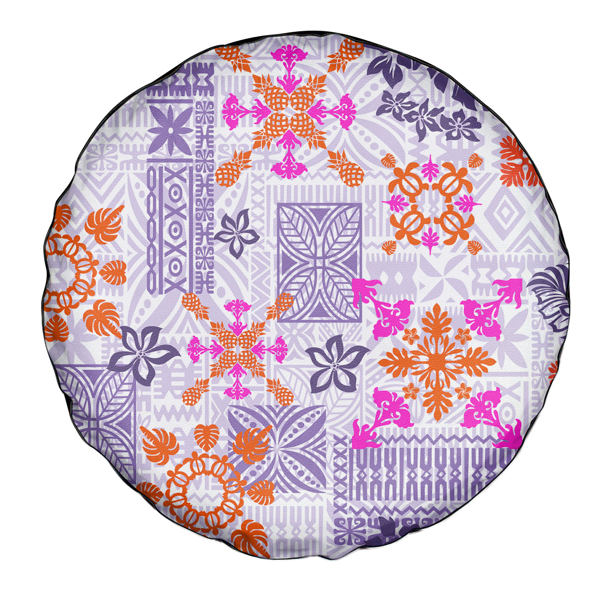 Hawaii Tapa Tribal Spare Tire Cover With Hawaiian Quilt Pattern Violet - Wonder Print Shop