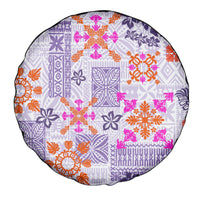 Hawaii Tapa Tribal Spare Tire Cover With Hawaiian Quilt Pattern Violet - Wonder Print Shop