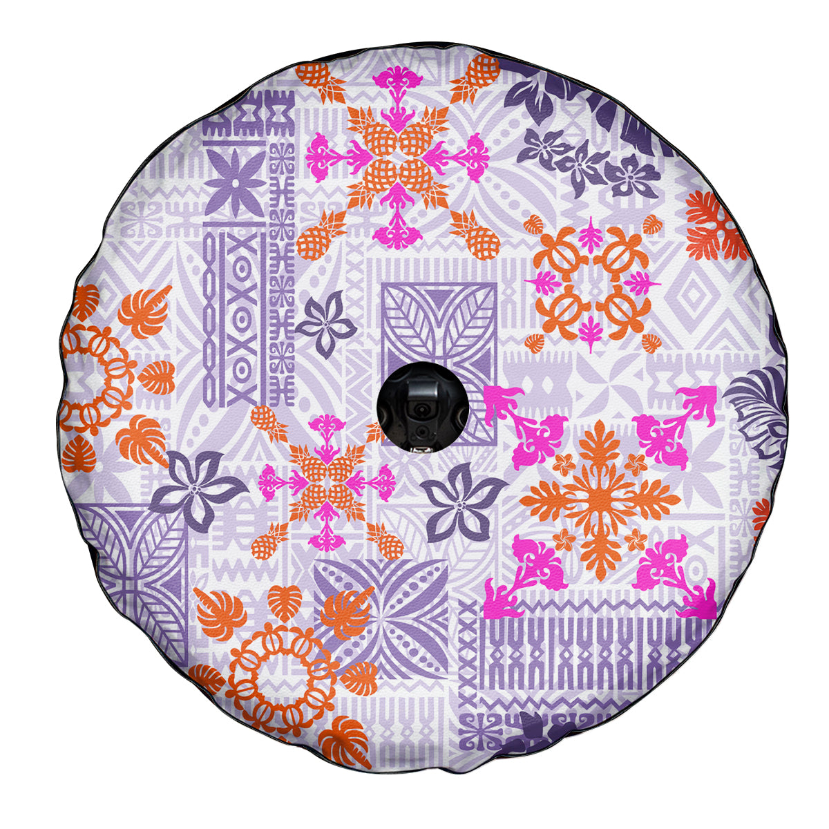 Hawaii Tapa Tribal Spare Tire Cover With Hawaiian Quilt Pattern Violet - Wonder Print Shop