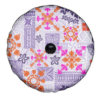 Hawaii Tapa Tribal Spare Tire Cover With Hawaiian Quilt Pattern Violet - Wonder Print Shop