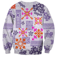 Hawaii Tapa Tribal Sweatshirt With Hawaiian Quilt Pattern Violet - Wonder Print Shop