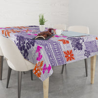 Hawaii Tapa Tribal Tablecloth With Hawaiian Quilt Pattern Violet - Wonder Print Shop