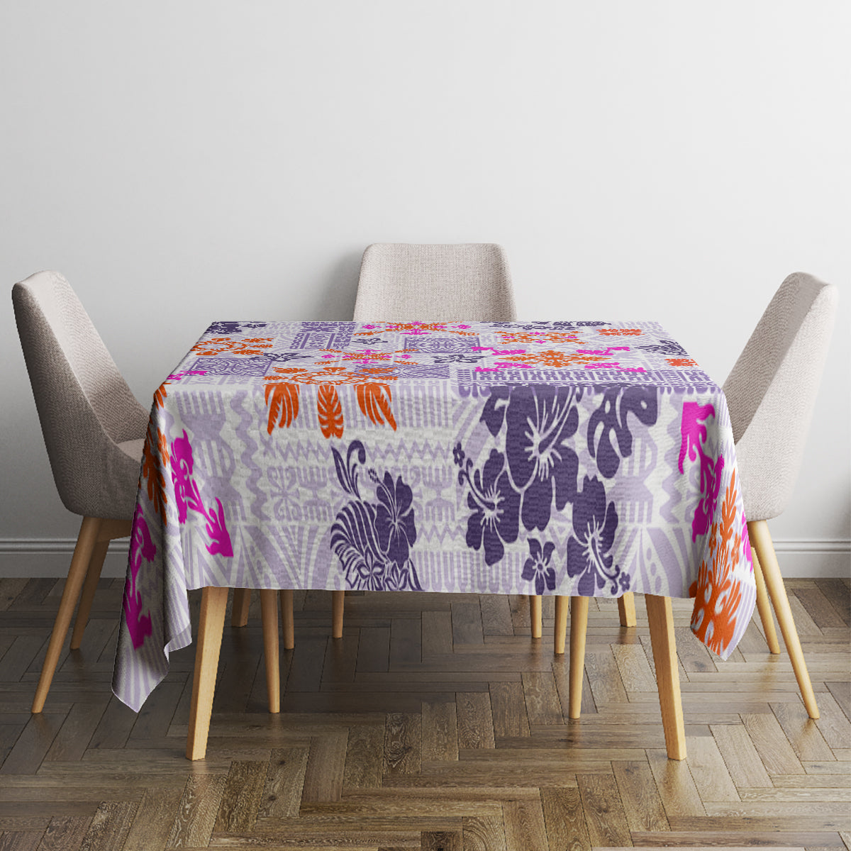 Hawaii Tapa Tribal Tablecloth With Hawaiian Quilt Pattern Violet - Wonder Print Shop