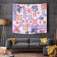Hawaii Tapa Tribal Tapestry With Hawaiian Quilt Pattern Violet - Wonder Print Shop