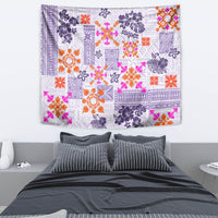 Hawaii Tapa Tribal Tapestry With Hawaiian Quilt Pattern Violet - Wonder Print Shop