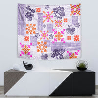 Hawaii Tapa Tribal Tapestry With Hawaiian Quilt Pattern Violet - Wonder Print Shop