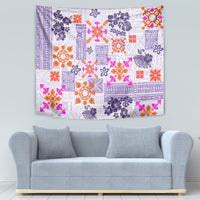 Hawaii Tapa Tribal Tapestry With Hawaiian Quilt Pattern Violet - Wonder Print Shop