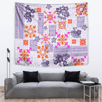 Hawaii Tapa Tribal Tapestry With Hawaiian Quilt Pattern Violet - Wonder Print Shop