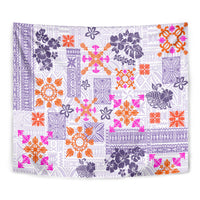 Hawaii Tapa Tribal Tapestry With Hawaiian Quilt Pattern Violet - Wonder Print Shop