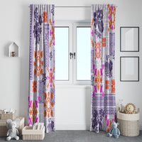 Hawaii Tapa Tribal Window Curtain With Hawaiian Quilt Pattern Violet - Wonder Print Shop