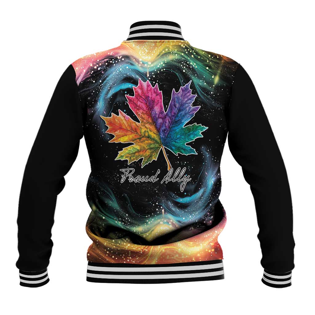 Rainbow Maple Leaf Baseball Jacket Canada Pride Show Your Colors LT9 - Wonder Print Shop