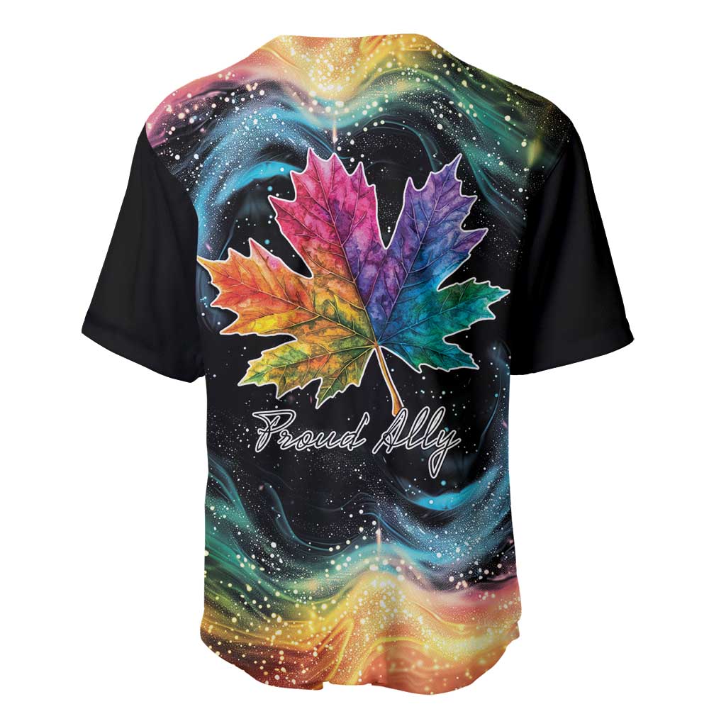 Rainbow Maple Leaf Baseball Jersey Canada Pride Show Your Colors LT9 - Wonder Print Shop