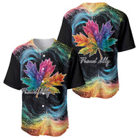 Rainbow Maple Leaf Baseball Jersey Canada Pride Show Your Colors LT9 - Wonder Print Shop