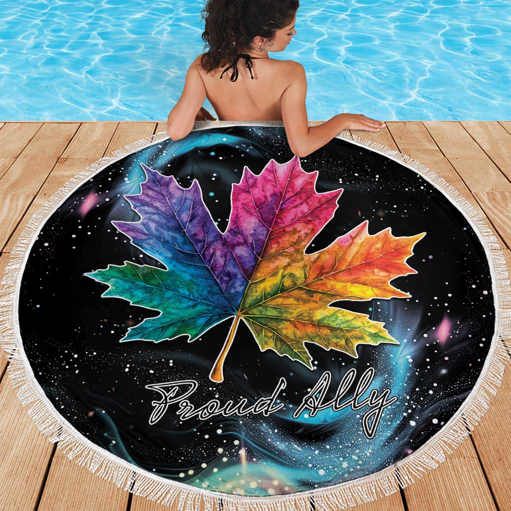 Rainbow Maple Leaf Beach Blanket Canada Pride Show Your Colors LT9 - Wonder Print Shop