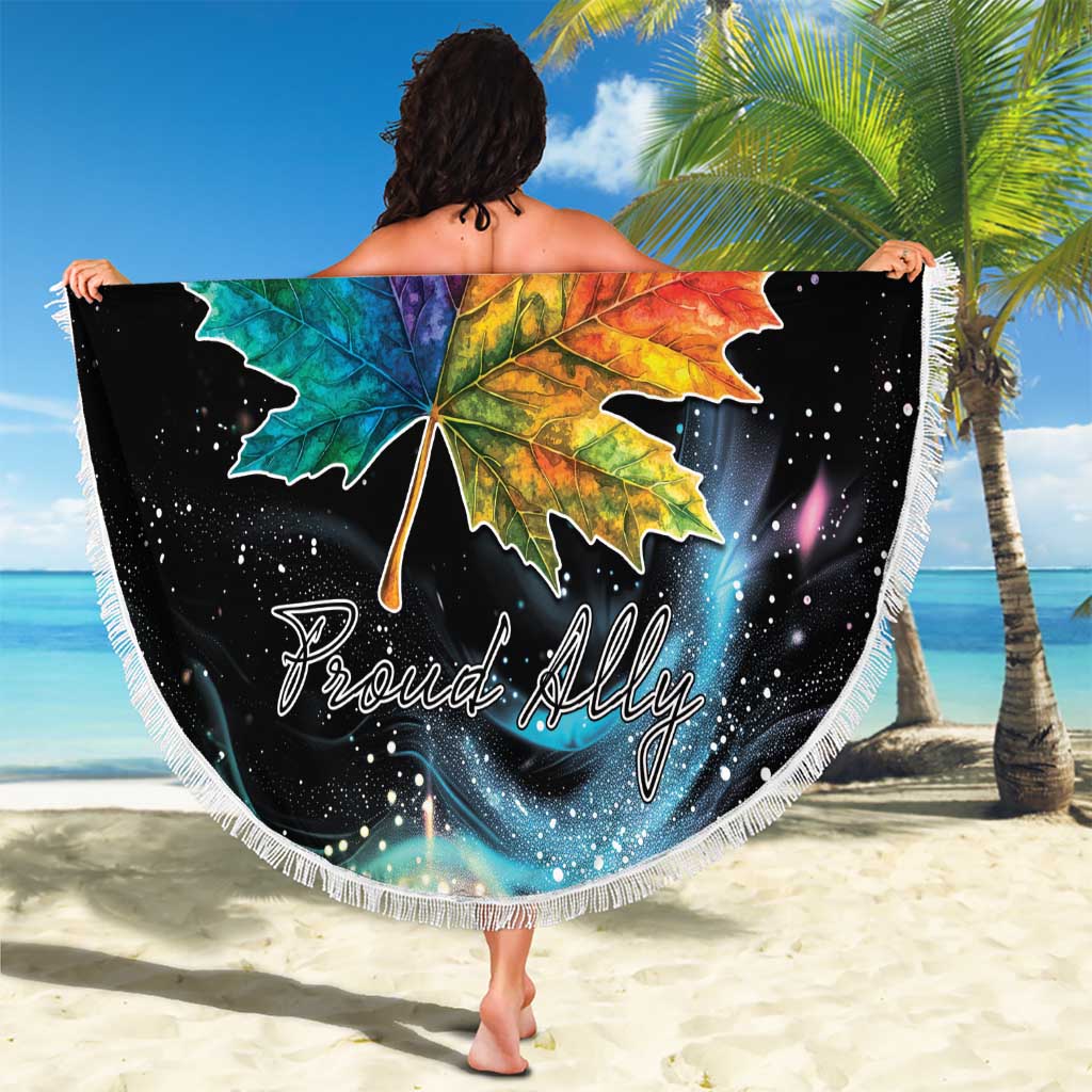 Rainbow Maple Leaf Beach Blanket Canada Pride Show Your Colors LT9 - Wonder Print Shop