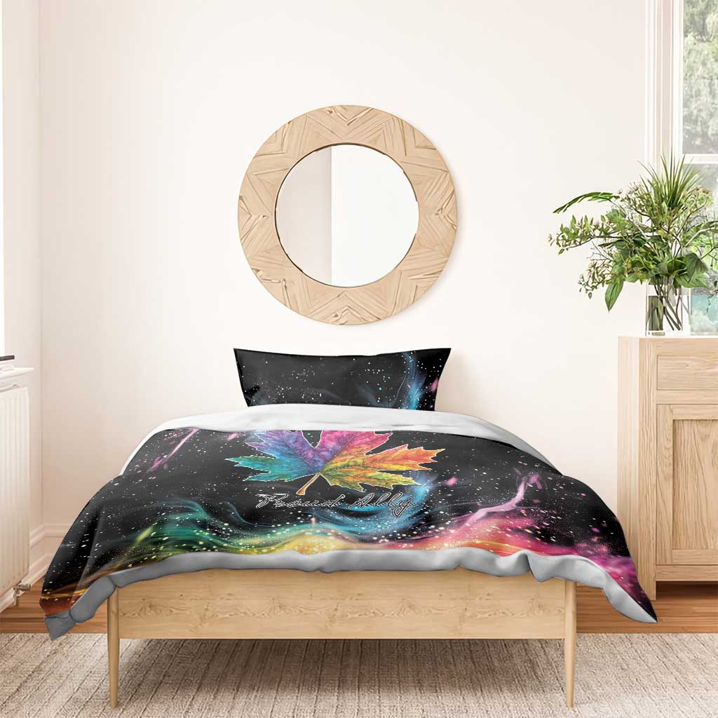 Rainbow Maple Leaf Bedding Set Canada Pride Show Your Colors LT9 - Wonder Print Shop