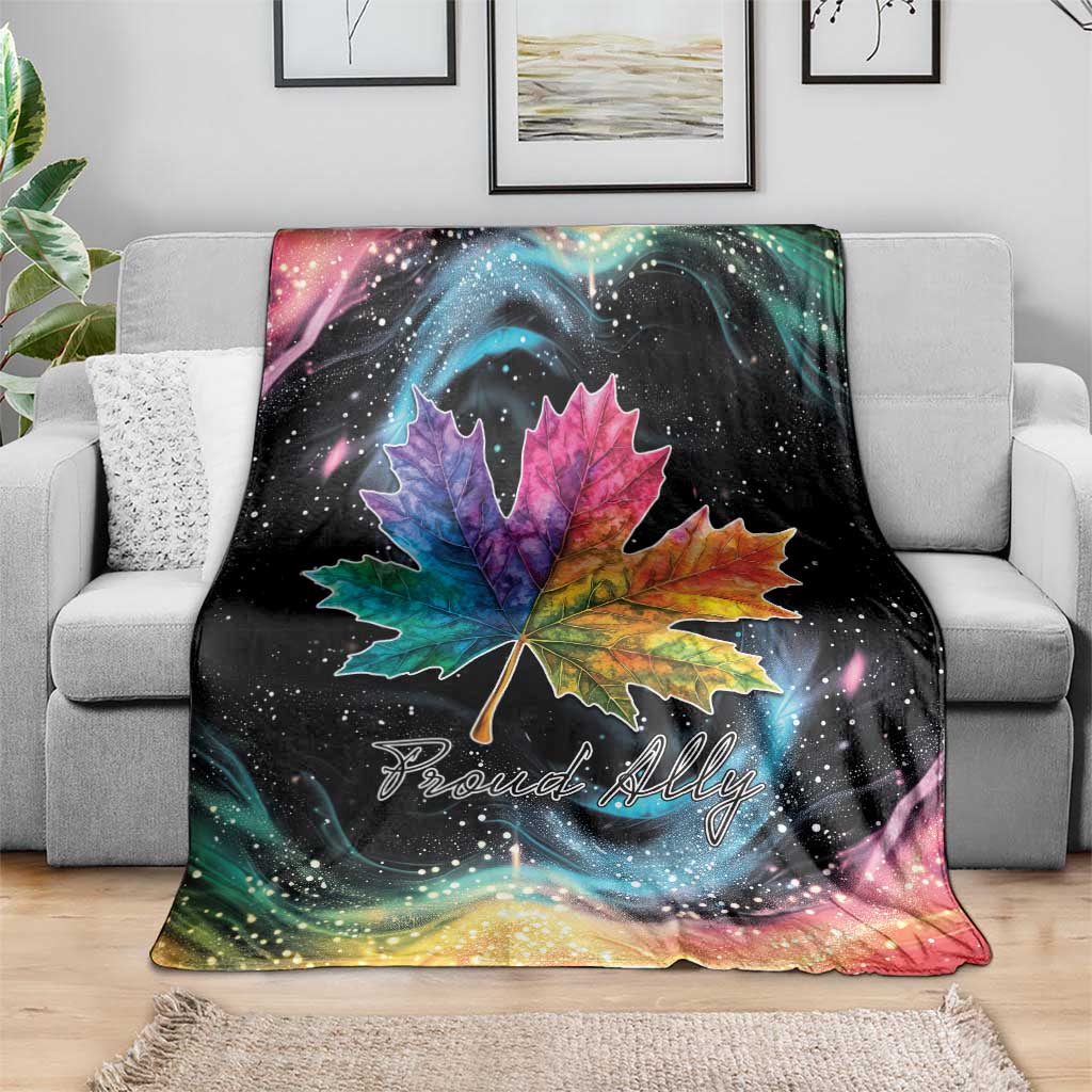 Rainbow Maple Leaf Blanket Canada Pride Show Your Colors