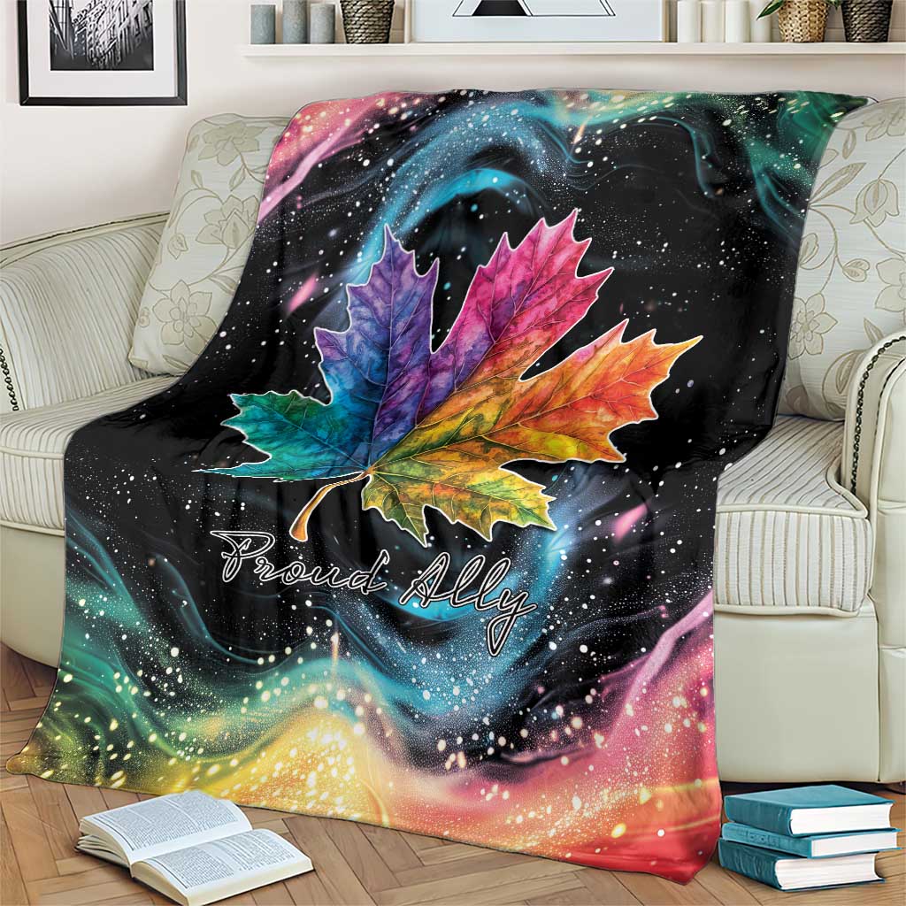 Rainbow Maple Leaf Blanket Canada Pride Show Your Colors