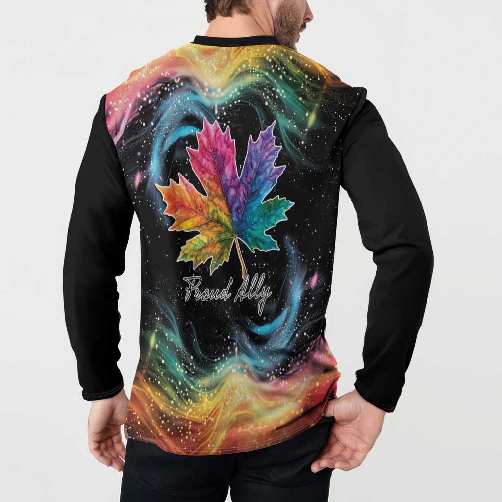 Rainbow Maple Leaf Button Sweatshirt Canada Pride Show Your Colors LT9 - Wonder Print Shop