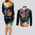 Rainbow Maple Leaf Couples Matching Long Sleeve Bodycon Dress and Long Sleeve Button Shirt Canada Pride Show Your Colors LT9 - Wonder Print Shop