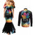 Rainbow Maple Leaf Couples Matching Mermaid Dress and Long Sleeve Button Shirt Canada Pride Show Your Colors