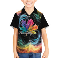 Rainbow Maple Leaf Family Matching Long Sleeve Bodycon Dress and Hawaiian Shirt Canada Pride Show Your Colors LT9 - Wonder Print Shop