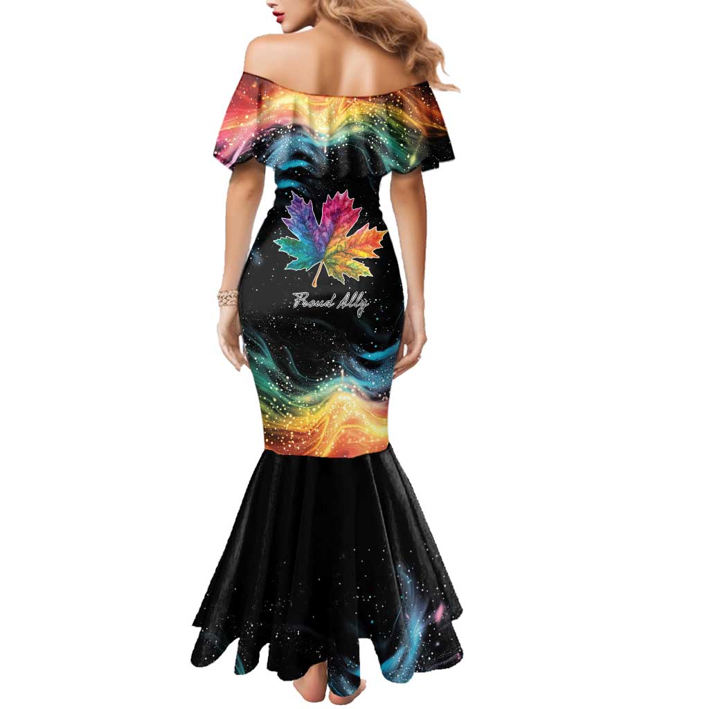 Rainbow Maple Leaf Family Matching Mermaid Dress and Hawaiian Shirt Canada Pride Show Your Colors LT9 - Wonder Print Shop