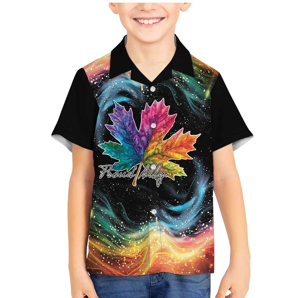 Rainbow Maple Leaf Family Matching Mermaid Dress and Hawaiian Shirt Canada Pride Show Your Colors LT9 - Wonder Print Shop