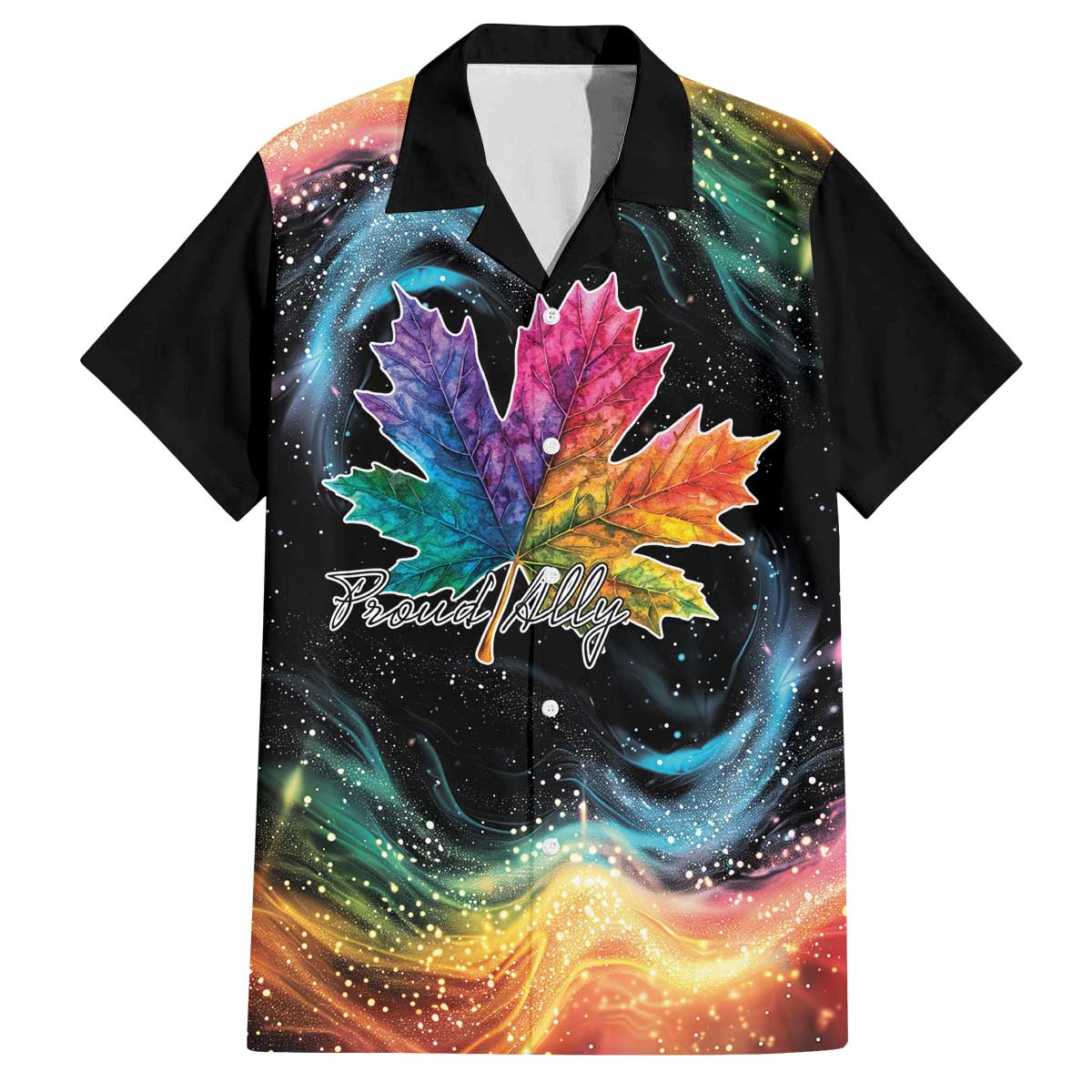 Rainbow Maple Leaf Family Matching Off The Shoulder Long Sleeve Dress and Hawaiian Shirt Canada Pride Show Your Colors - Wonder Print Shop