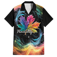 Rainbow Maple Leaf Family Matching Off Shoulder Maxi Dress and Hawaiian Shirt Canada Pride Show Your Colors LT9 - Wonder Print Shop