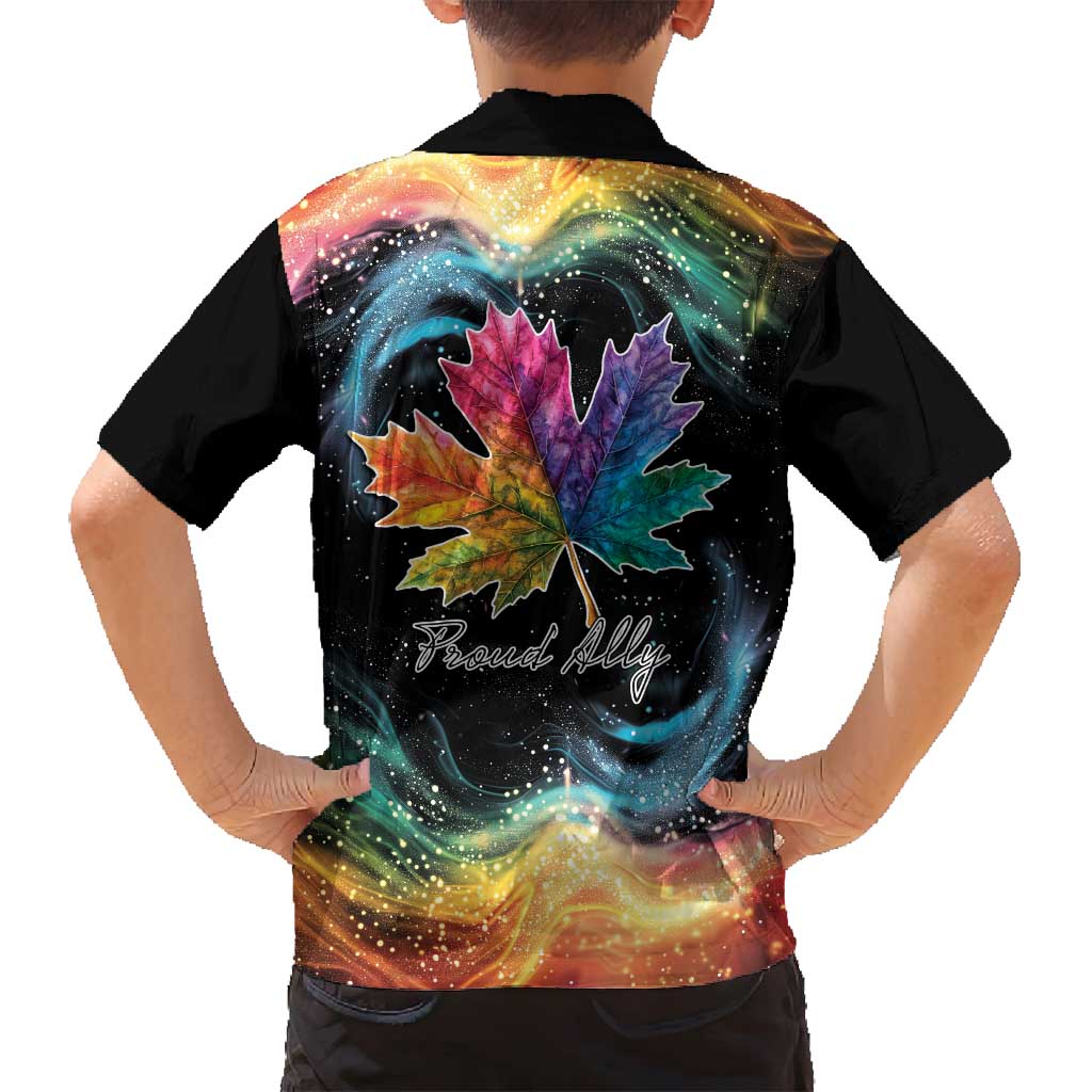 Rainbow Maple Leaf Family Matching Off Shoulder Short Dress and Hawaiian Shirt Canada Pride Show Your Colors LT9 - Wonder Print Shop