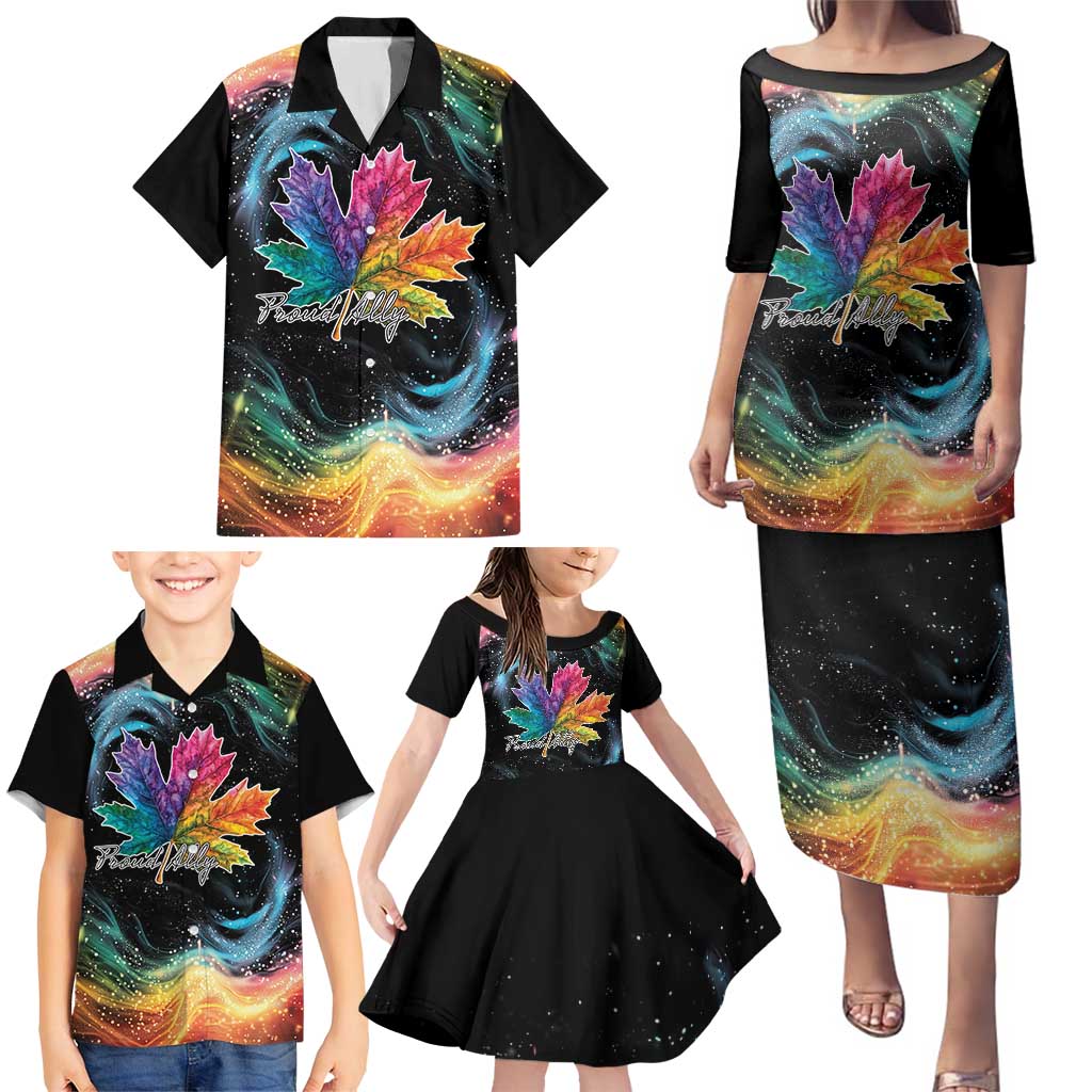 Rainbow Maple Leaf Family Matching Puletasi and Hawaiian Shirt Canada Pride Show Your Colors - Wonder Print Shop