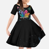 Rainbow Maple Leaf Family Matching Short Sleeve Bodycon Dress and Hawaiian Shirt Canada Pride Show Your Colors - Wonder Print Shop