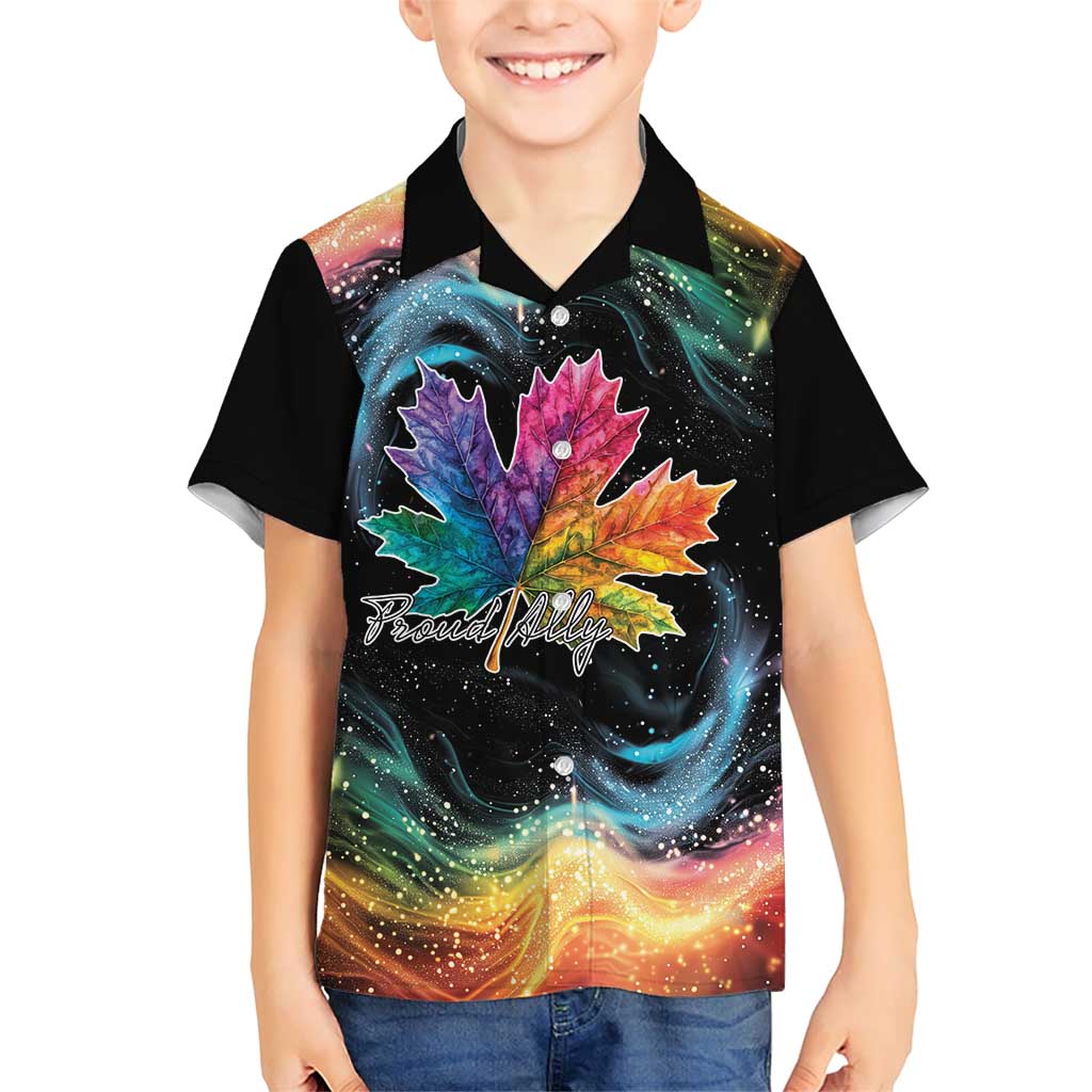 Rainbow Maple Leaf Family Matching Short Sleeve Bodycon Dress and Hawaiian Shirt Canada Pride Show Your Colors - Wonder Print Shop