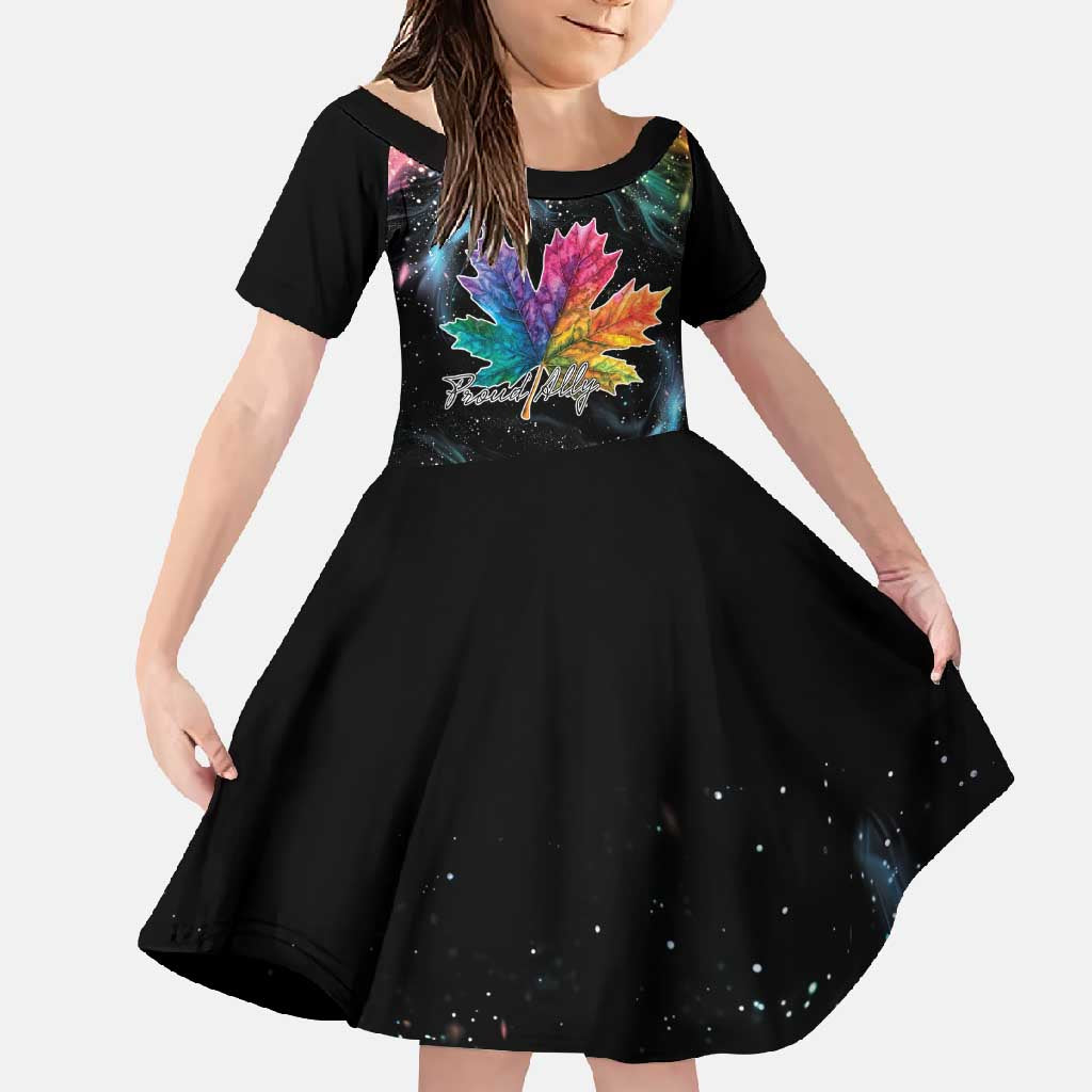 Rainbow Maple Leaf Family Matching Summer Maxi Dress and Hawaiian Shirt Canada Pride Show Your Colors - Wonder Print Shop