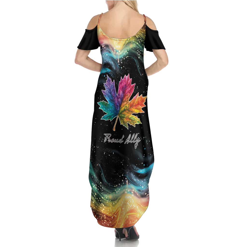 Rainbow Maple Leaf Family Matching Summer Maxi Dress and Hawaiian Shirt Canada Pride Show Your Colors - Wonder Print Shop