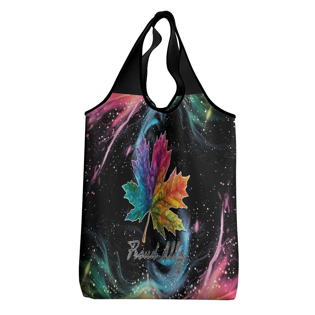 Rainbow Maple Leaf Grocery Bag Canada Pride Show Your Colors