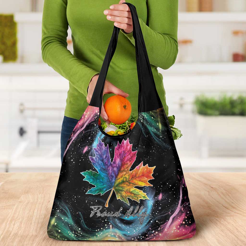 Rainbow Maple Leaf Grocery Bag Canada Pride Show Your Colors