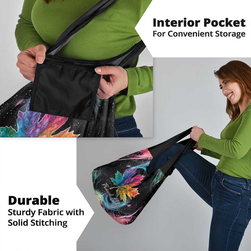 Rainbow Maple Leaf Grocery Bag Canada Pride Show Your Colors