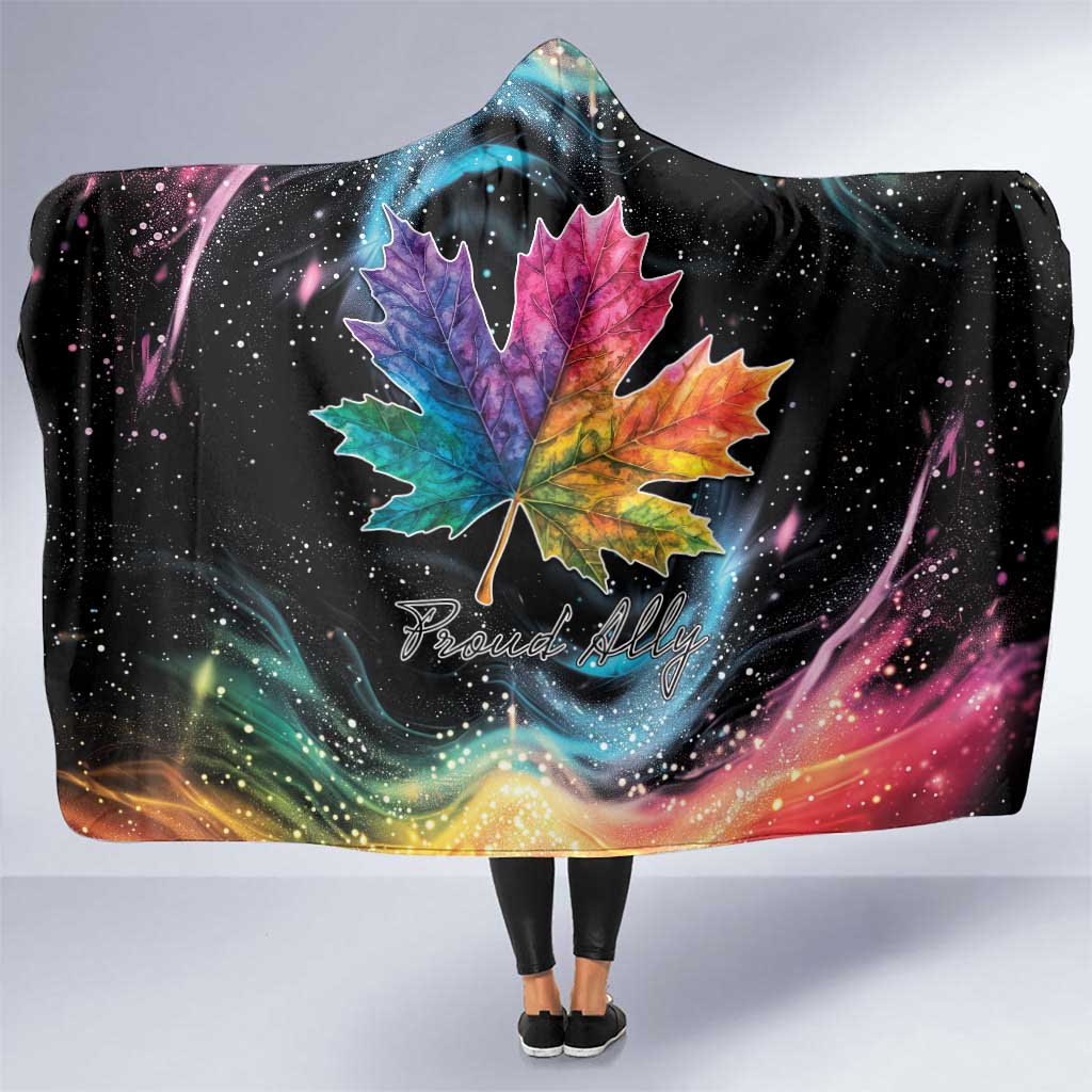 Rainbow Maple Leaf Hooded Blanket Canada Pride Show Your Colors