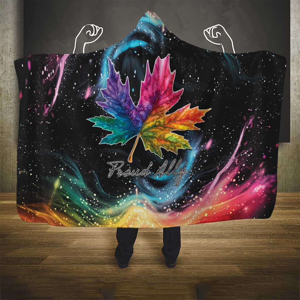 Rainbow Maple Leaf Hooded Blanket Canada Pride Show Your Colors