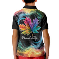 Rainbow Maple Leaf Kid Polo Shirt Canada Pride Show Your Colors - Wonder Print Shop