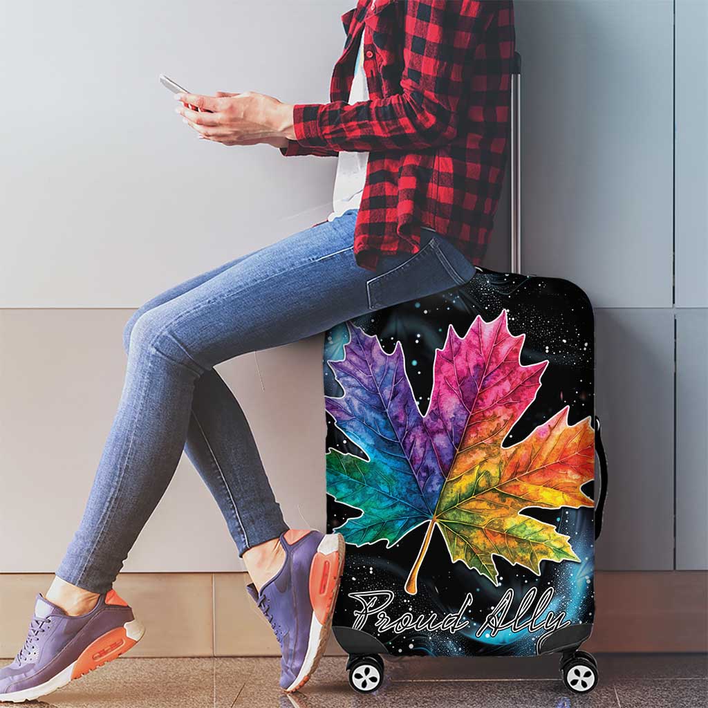 Rainbow Maple Leaf Luggage Cover Canada Pride Show Your Colors - Wonder Print Shop