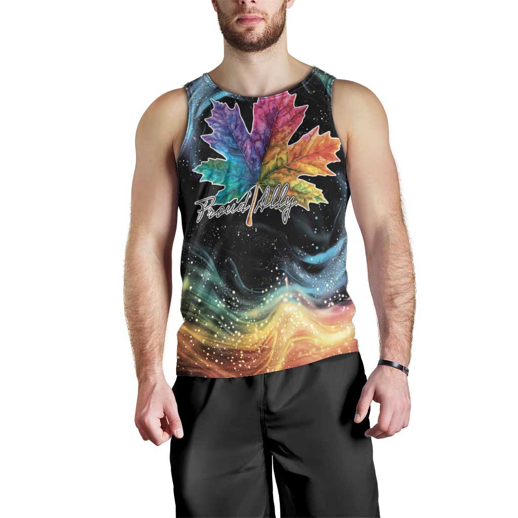 Rainbow Maple Leaf Men Tank Top Canada Pride Show Your Colors - Wonder Print Shop
