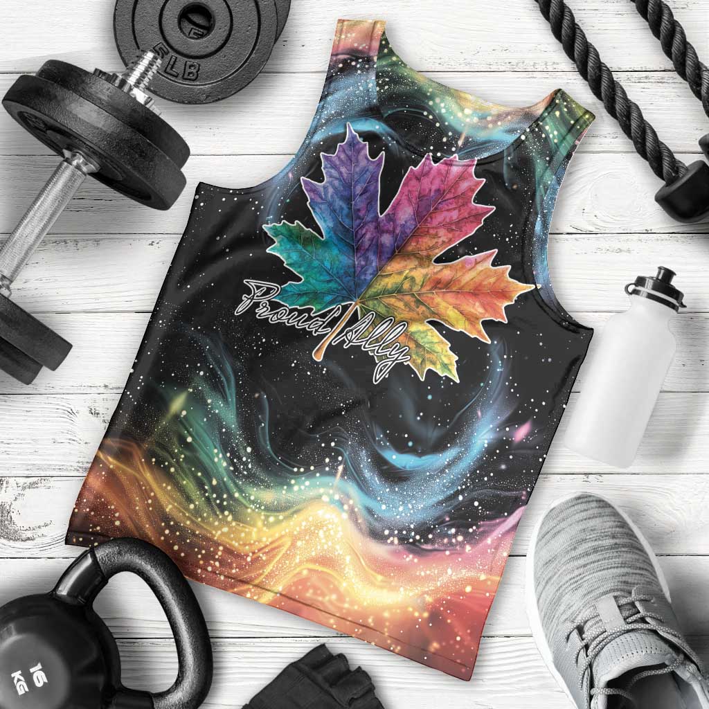 Rainbow Maple Leaf Men Tank Top Canada Pride Show Your Colors - Wonder Print Shop