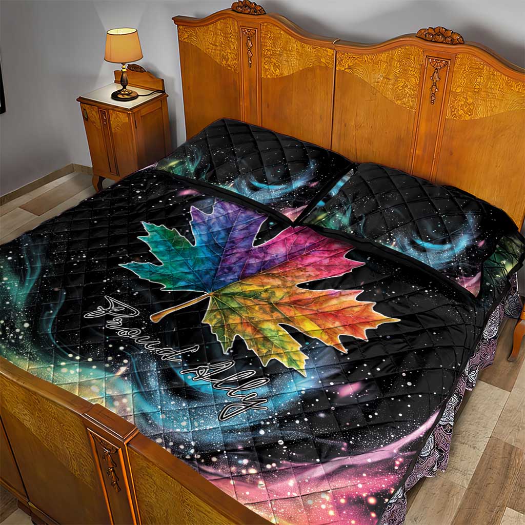 Rainbow Maple Leaf Quilt Bed Set Canada Pride Show Your Colors - Wonder Print Shop