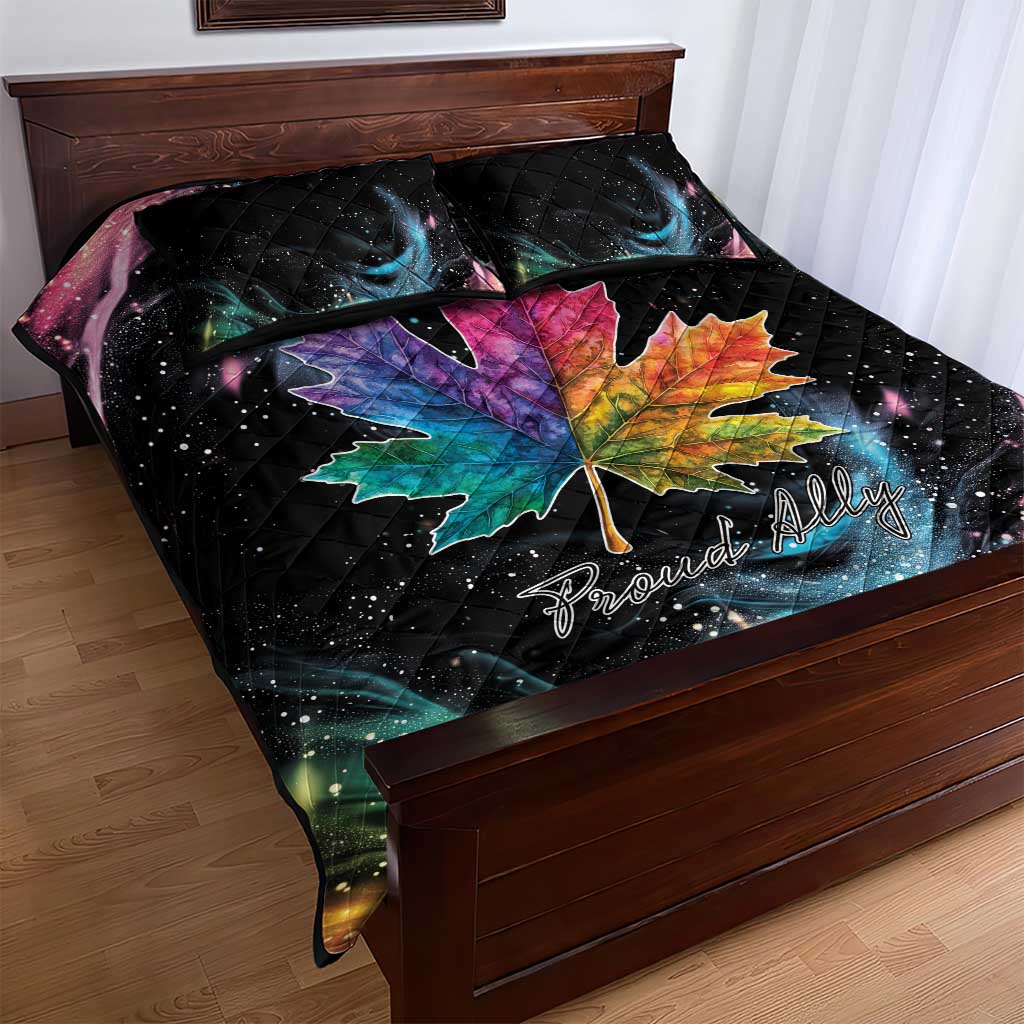Rainbow Maple Leaf Quilt Bed Set Canada Pride Show Your Colors - Wonder Print Shop