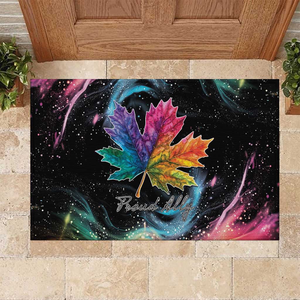 Rainbow Maple Leaf Rubber Doormat Canada Pride Show Your Colors - Wonder Print Shop